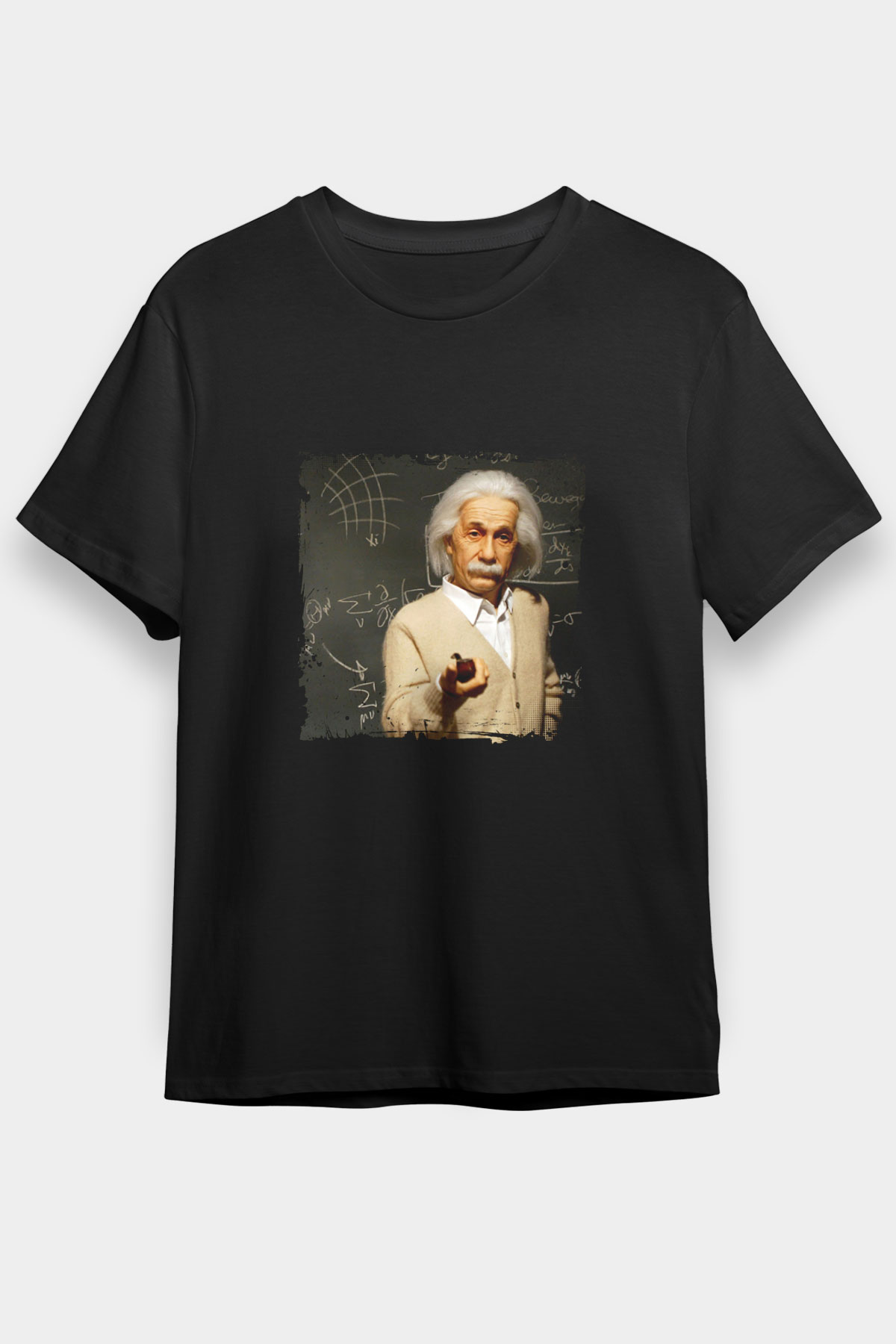 Albert Einstein Baskılı Unisex Siyah Tişört