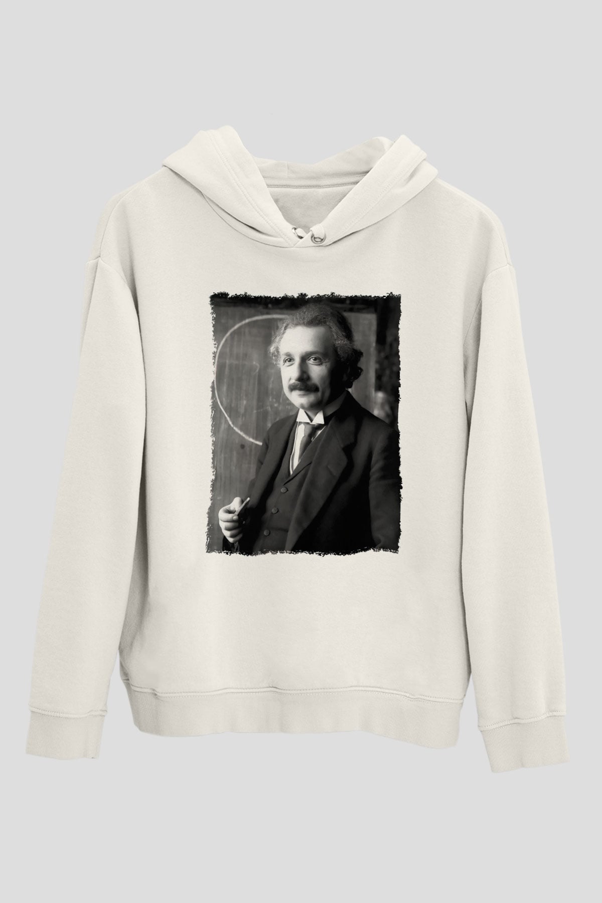 Albert Einstein Beyaz Unisex Kapüşonlu Sweatshirt