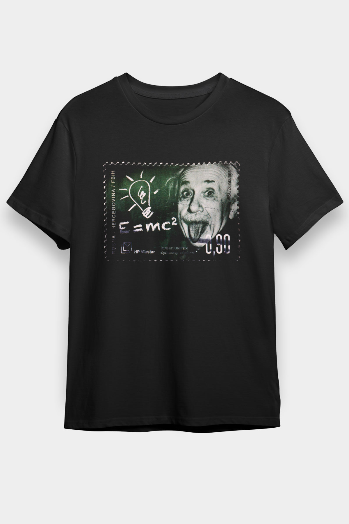 Albert Einstein Enerji Formülü Baskılı Unisex Siyah Tişört
