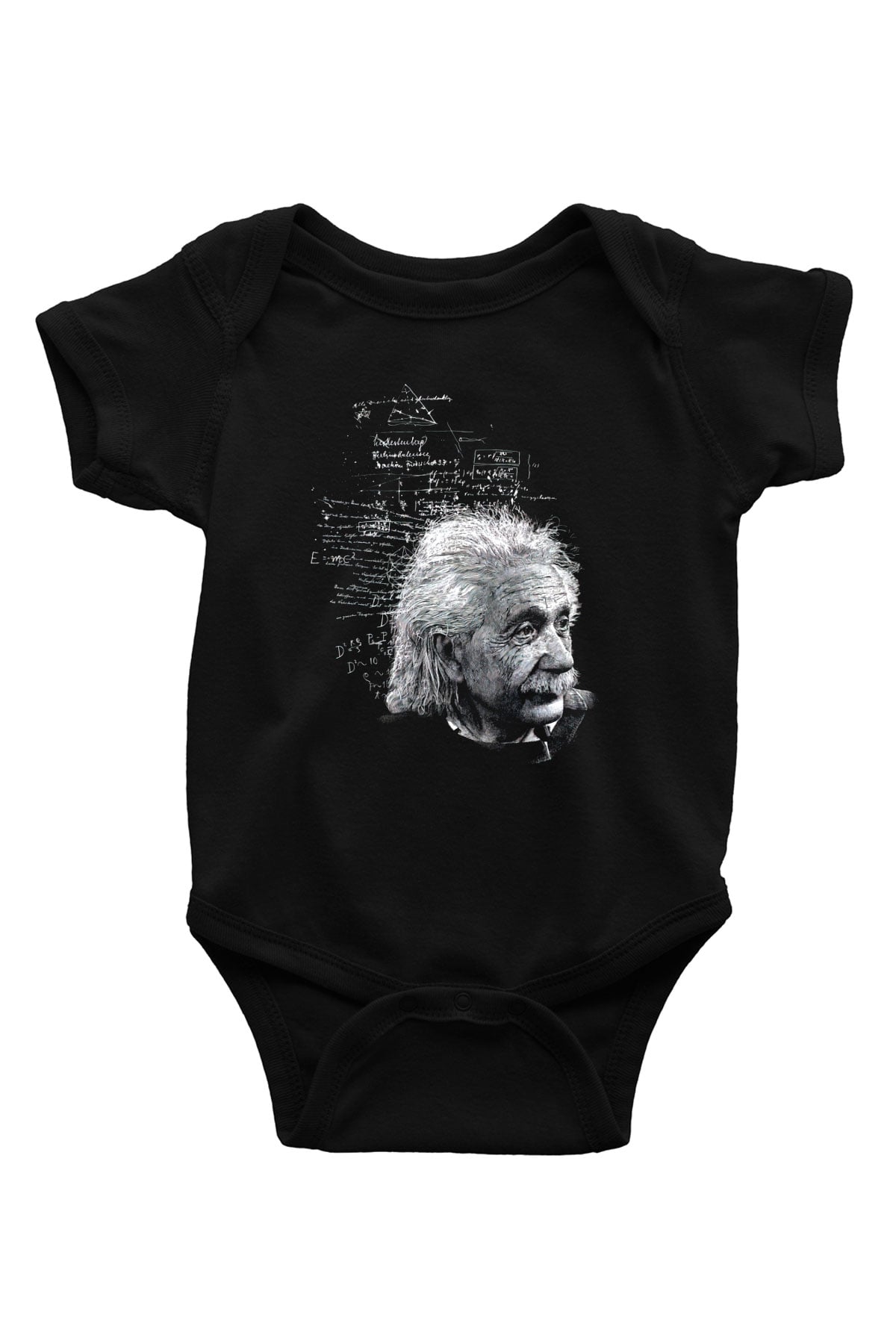 Albert Einstein Kuantum Mekaniği Baskılı Unisex Siyah Bebek Body - Zıbın