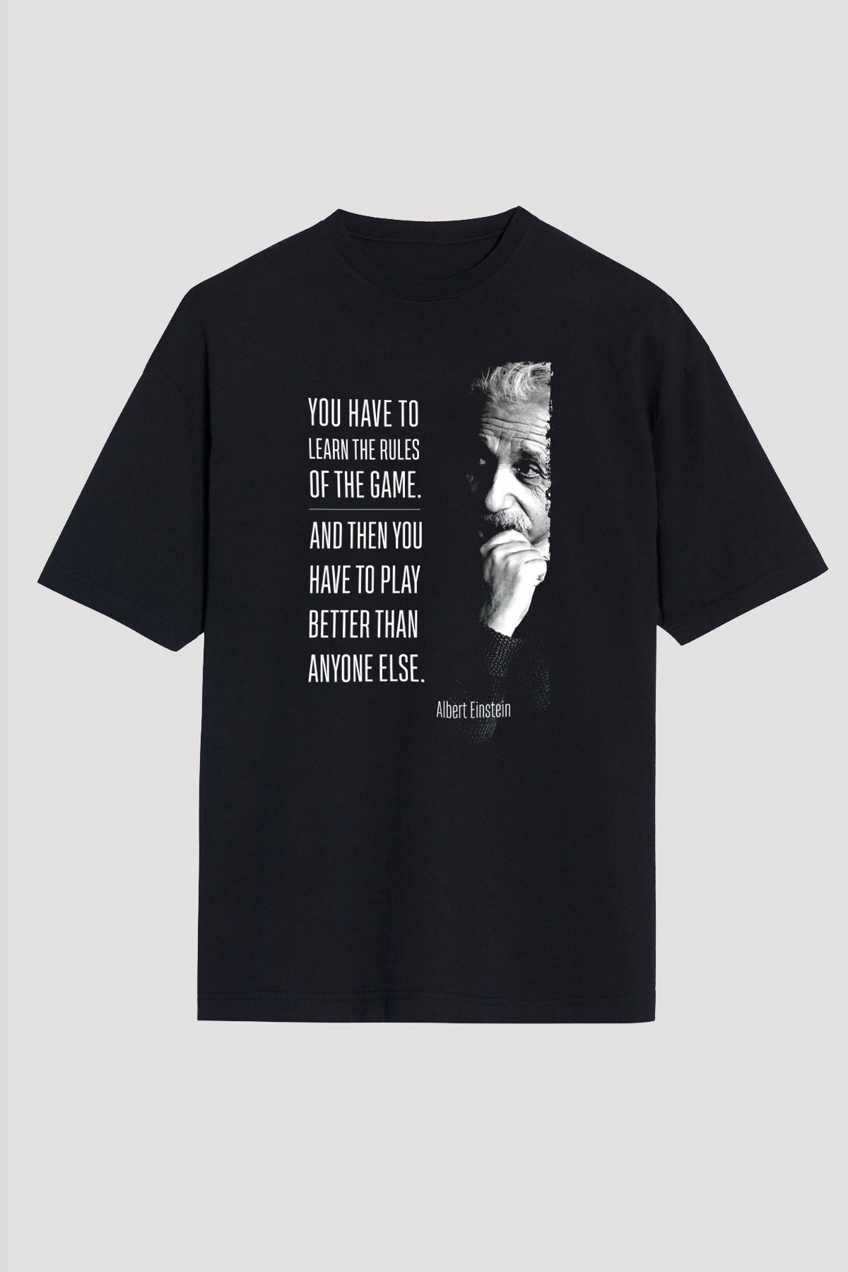 Albert Einstein Sözü Baskılı Unisex Oversize Tişört - Tshirt