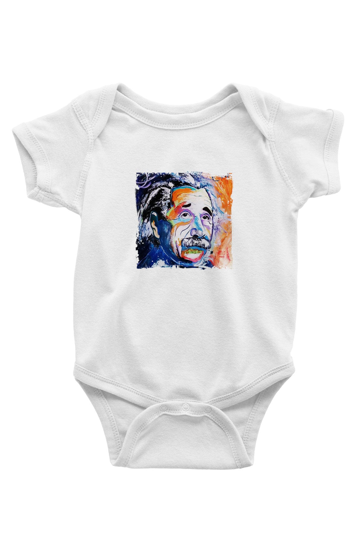 Albert Einstein Unisex Baskılı Beyaz Bebek Body - Zıbın