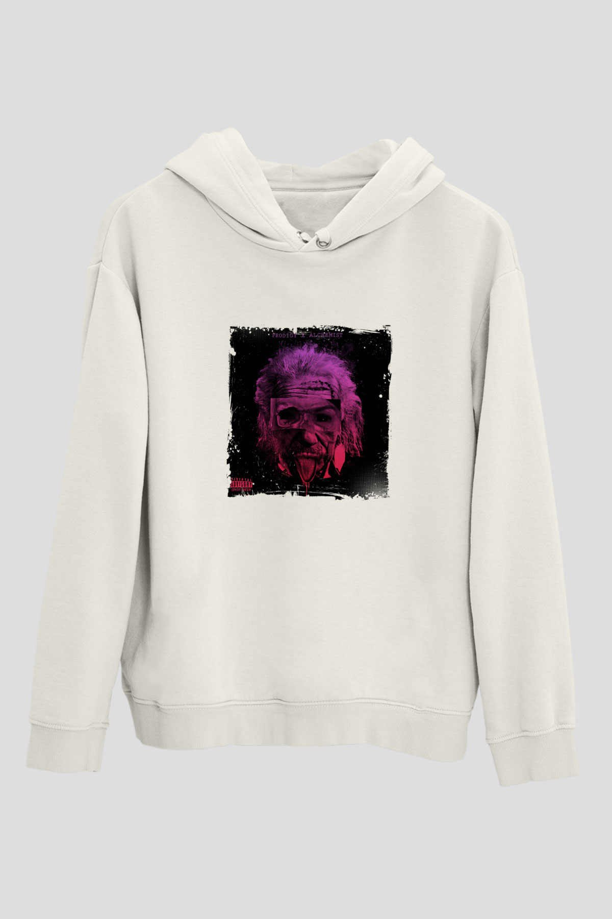 Albert Einstein Unisex Baskılı Beyaz Kapüşonlu Sweatshirt
