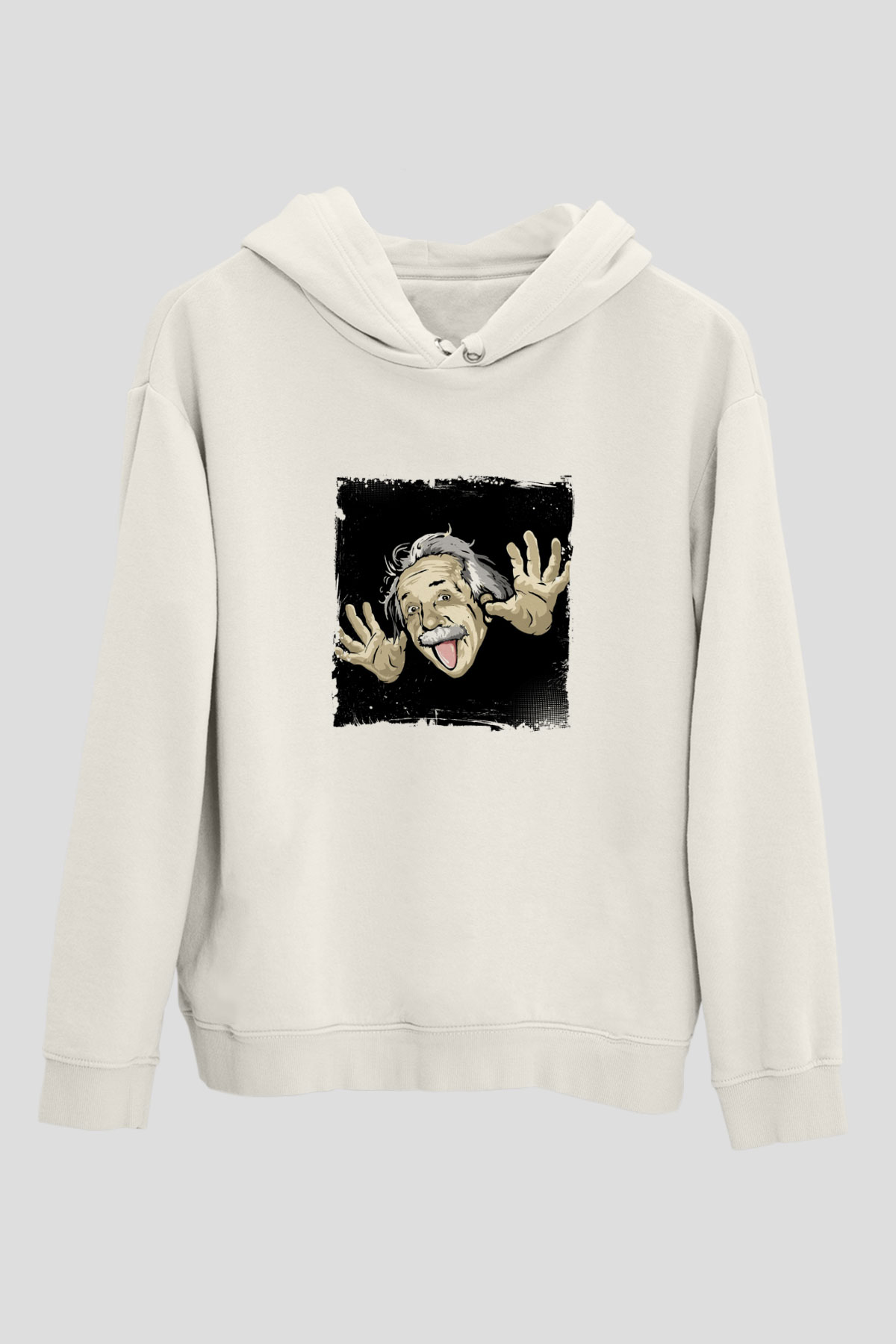 Albert Einstein Unisex Baskılı Beyaz Kapüşonlu Sweatshirt