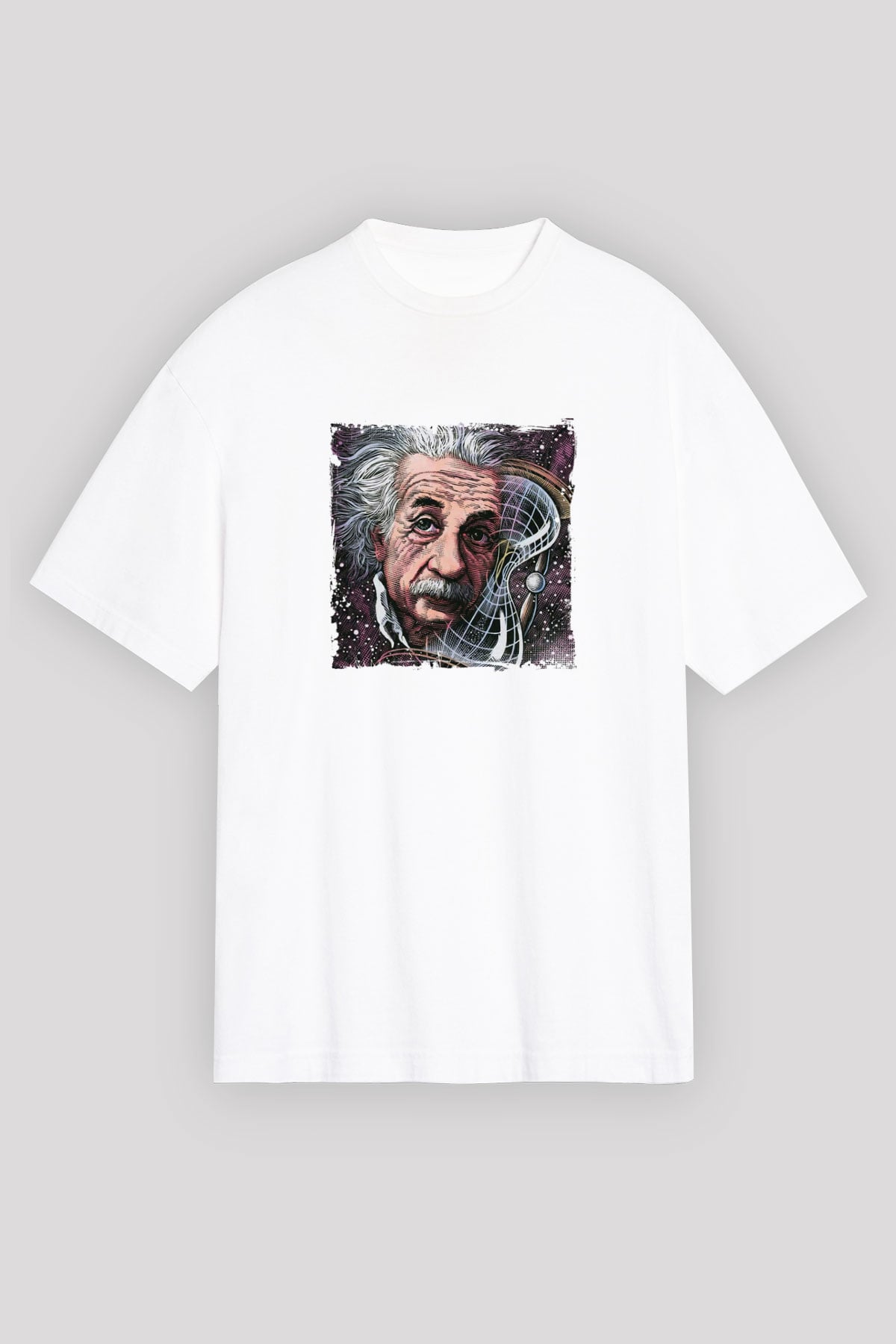 Albert Einstein Unisex Baskılı Beyaz Tişört