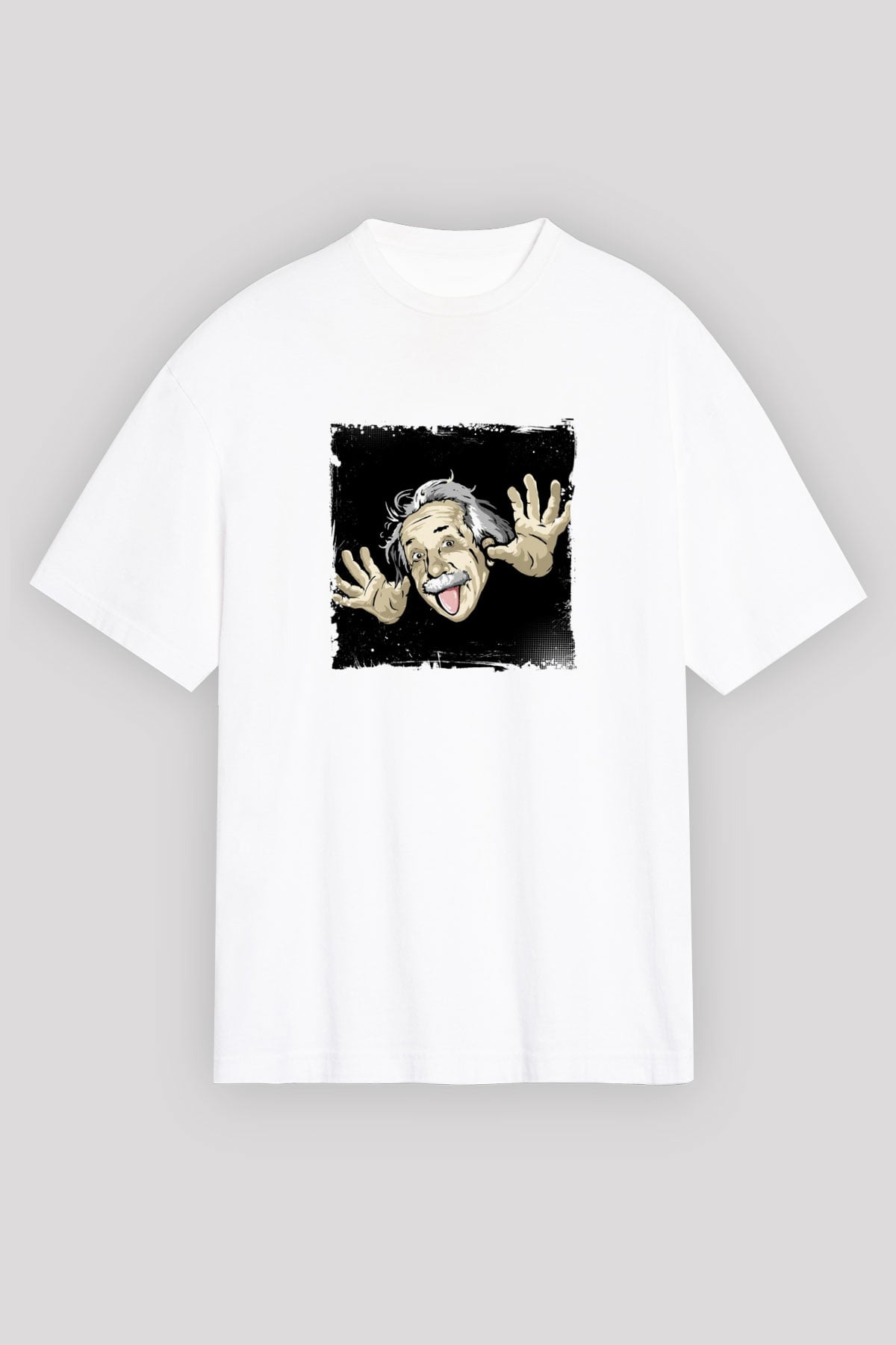 Albert Einstein Unisex Baskılı Beyaz Tişört