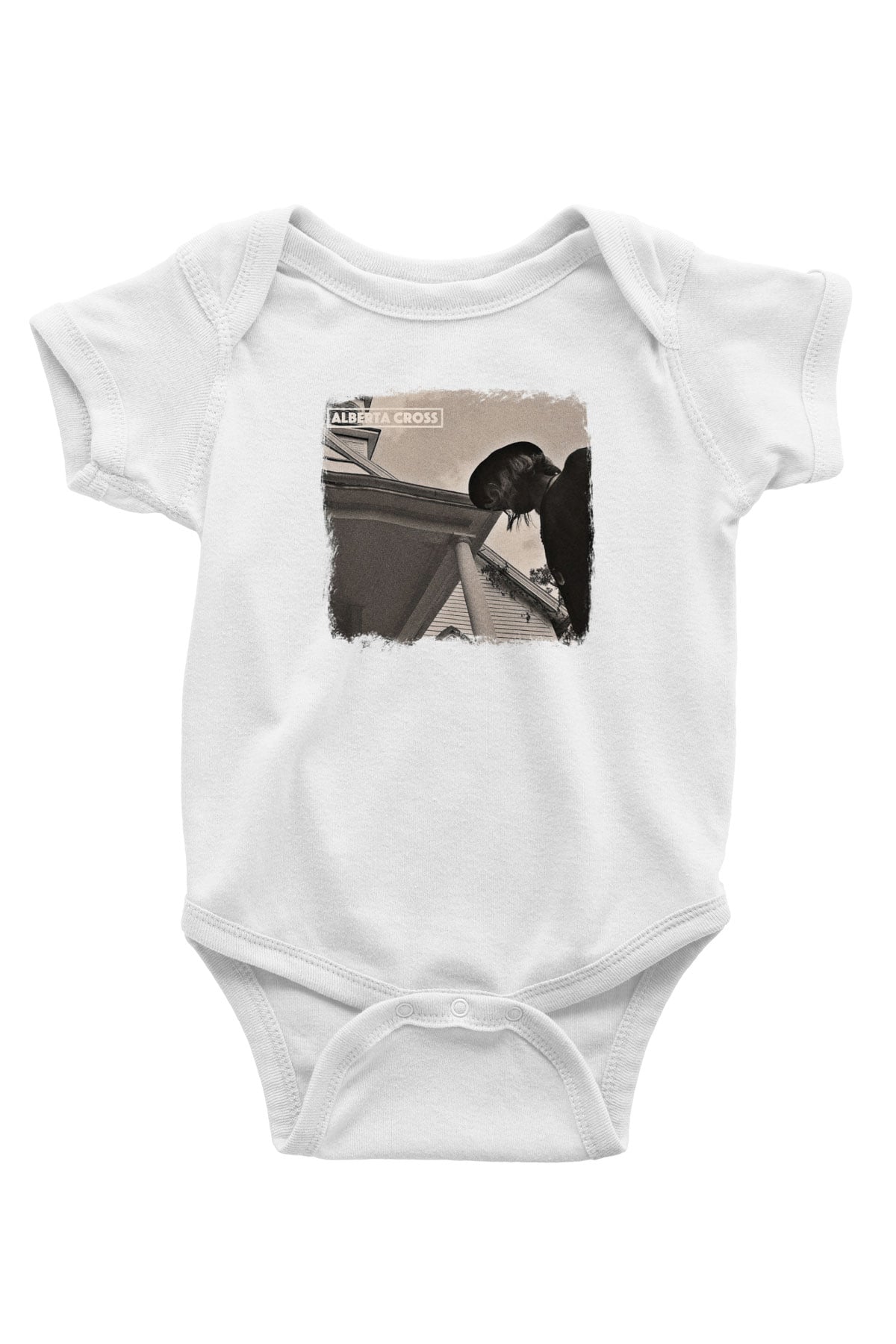 Alberta Cross Baskılı Unisex Beyaz Bebek Body - Zıbın