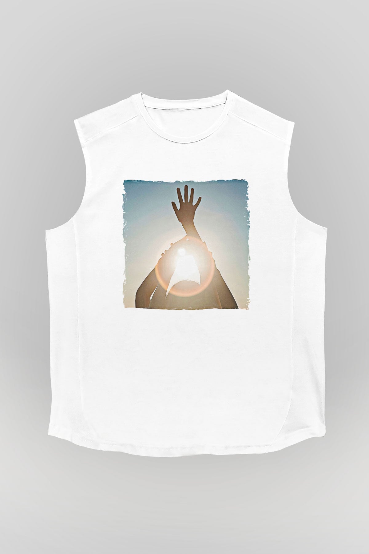 Alcest Baskılı Beyaz Unisex Kolsuz Tişört - Tshirt