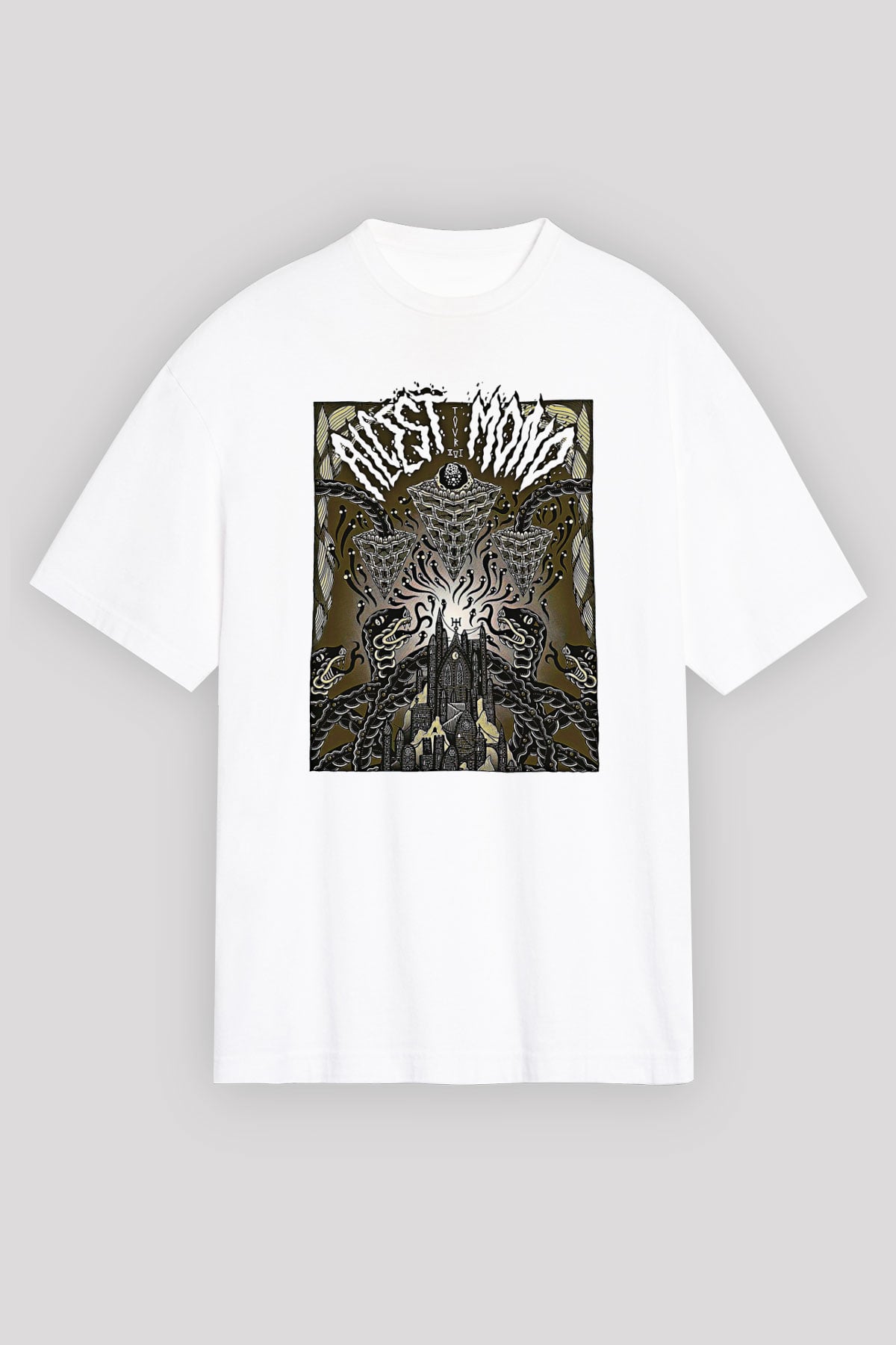 Alcest Baskılı Beyaz Unisex Oversize Tişört - Tshirt