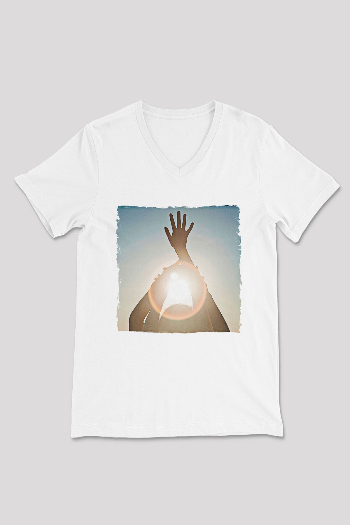 Alcest Baskılı Beyaz Unisex V Yaka Tişört - Tshirt