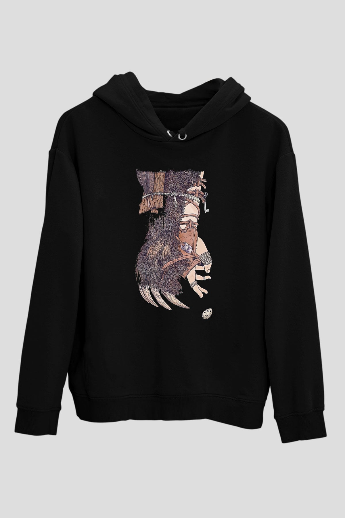 Alcest Baskılı Unisex Siyah Kapüşonlu Sweatshirt