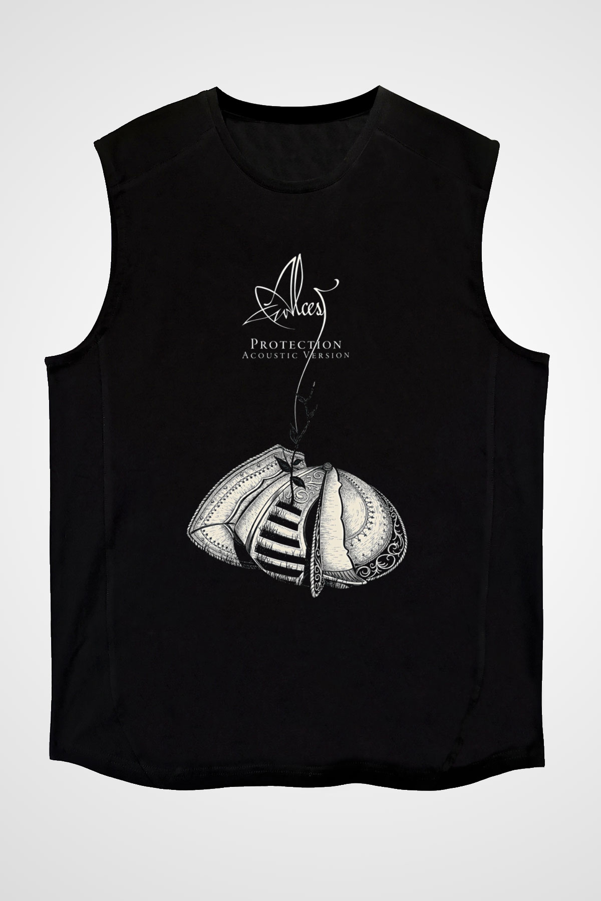 Alcest Baskılı Unisex Siyah Kolsuz Tişört - Tshirt