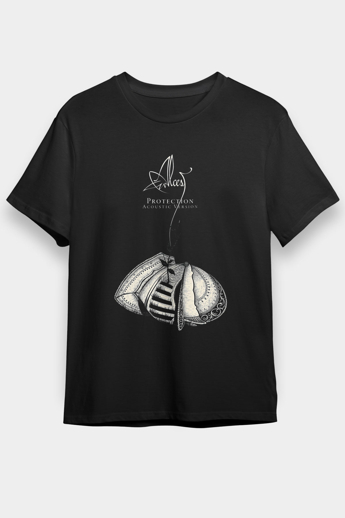 Alcest Baskılı Unisex Siyah Tişört - Tshirt