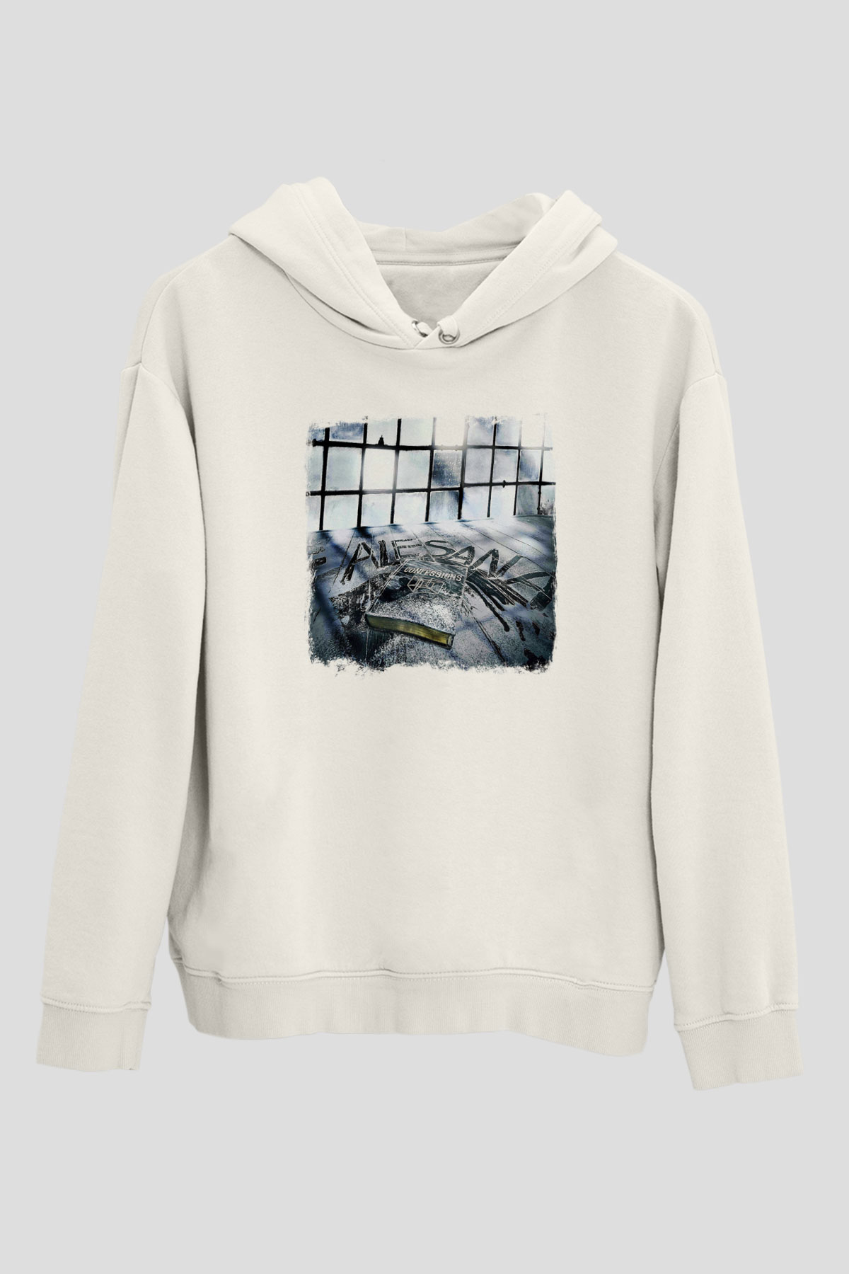 Alesana Baskılı Unisex Beyaz Hoodie