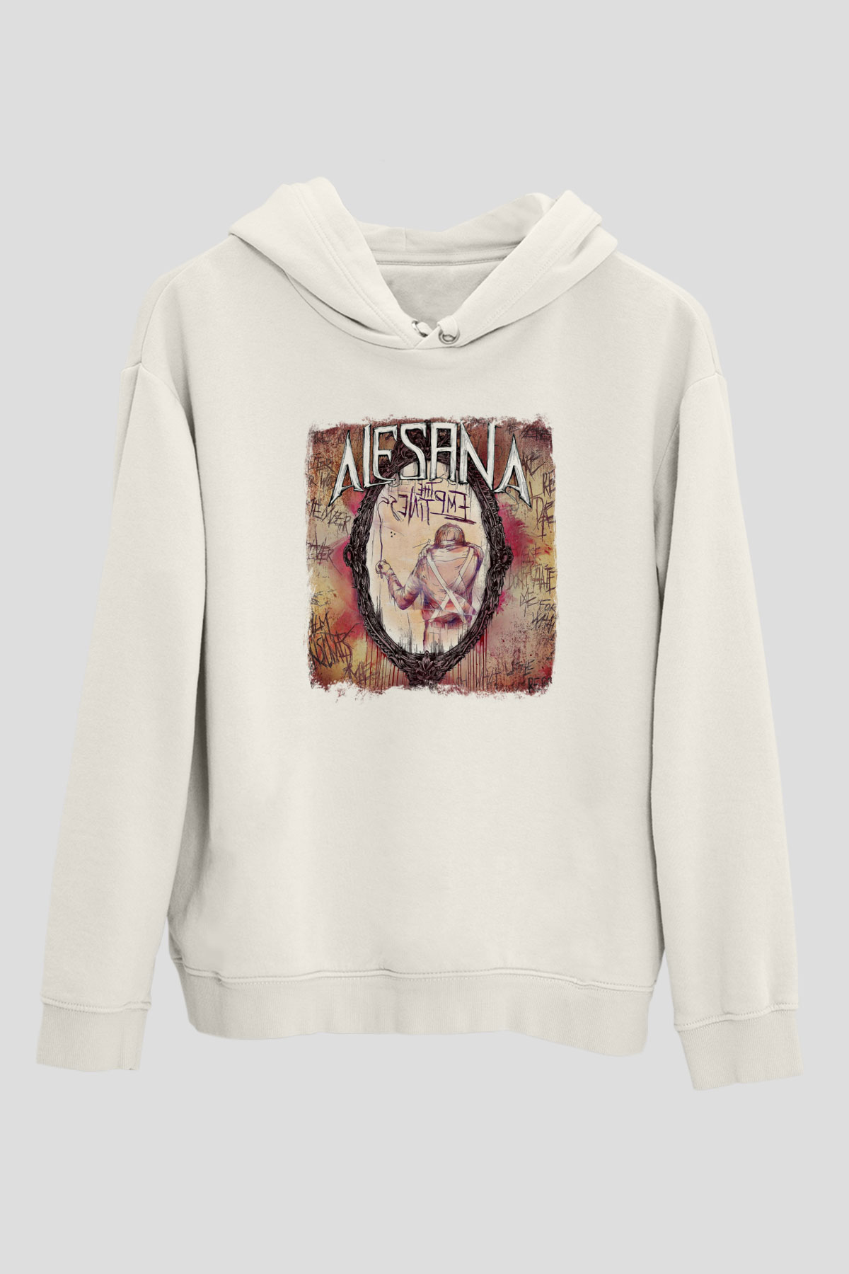 Alesana Baskılı Unisex Beyaz Hoodie