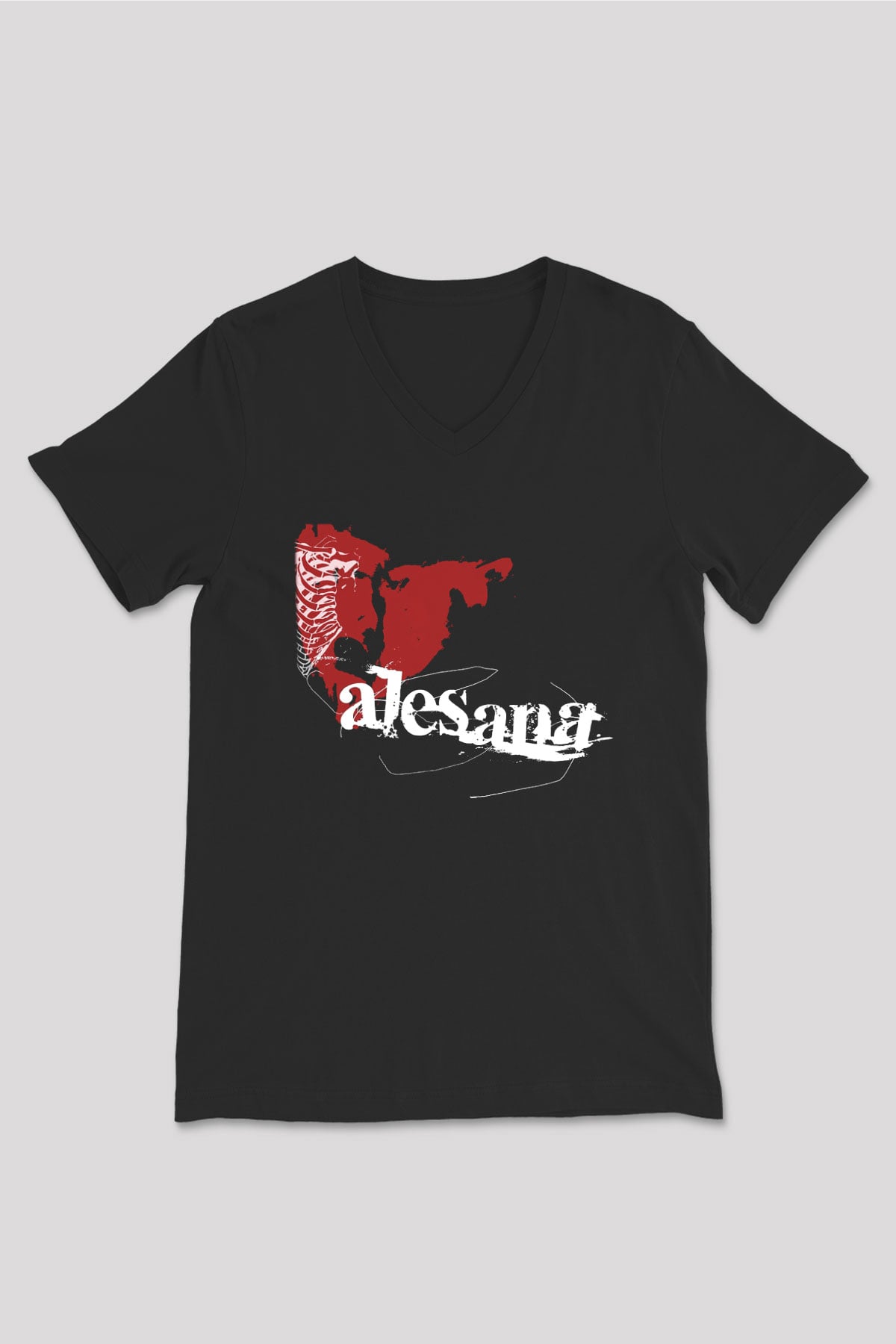 Alesana Siyah Unisex V Yaka Tişört T-Shirt