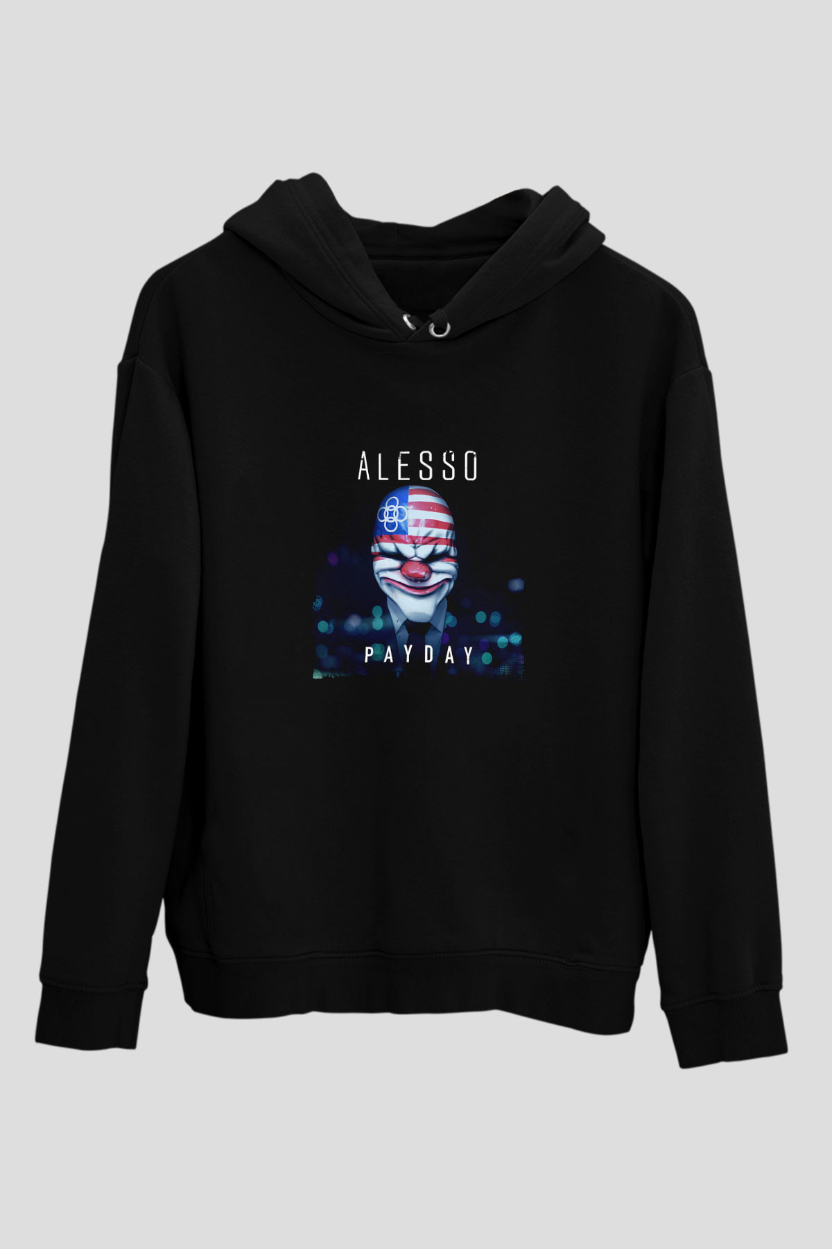 Alesso Baskılı Unisex Siyah Hoodie