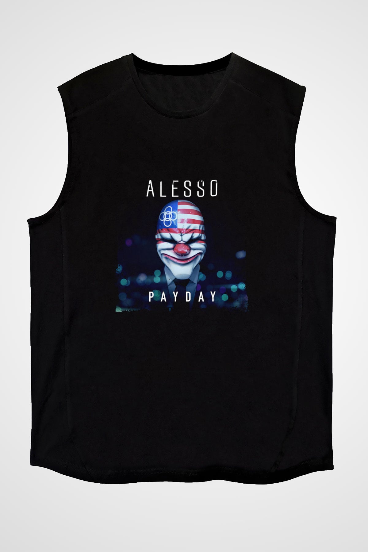 Alesso Baskılı Unisex Siyah Kolsuz Tişört
