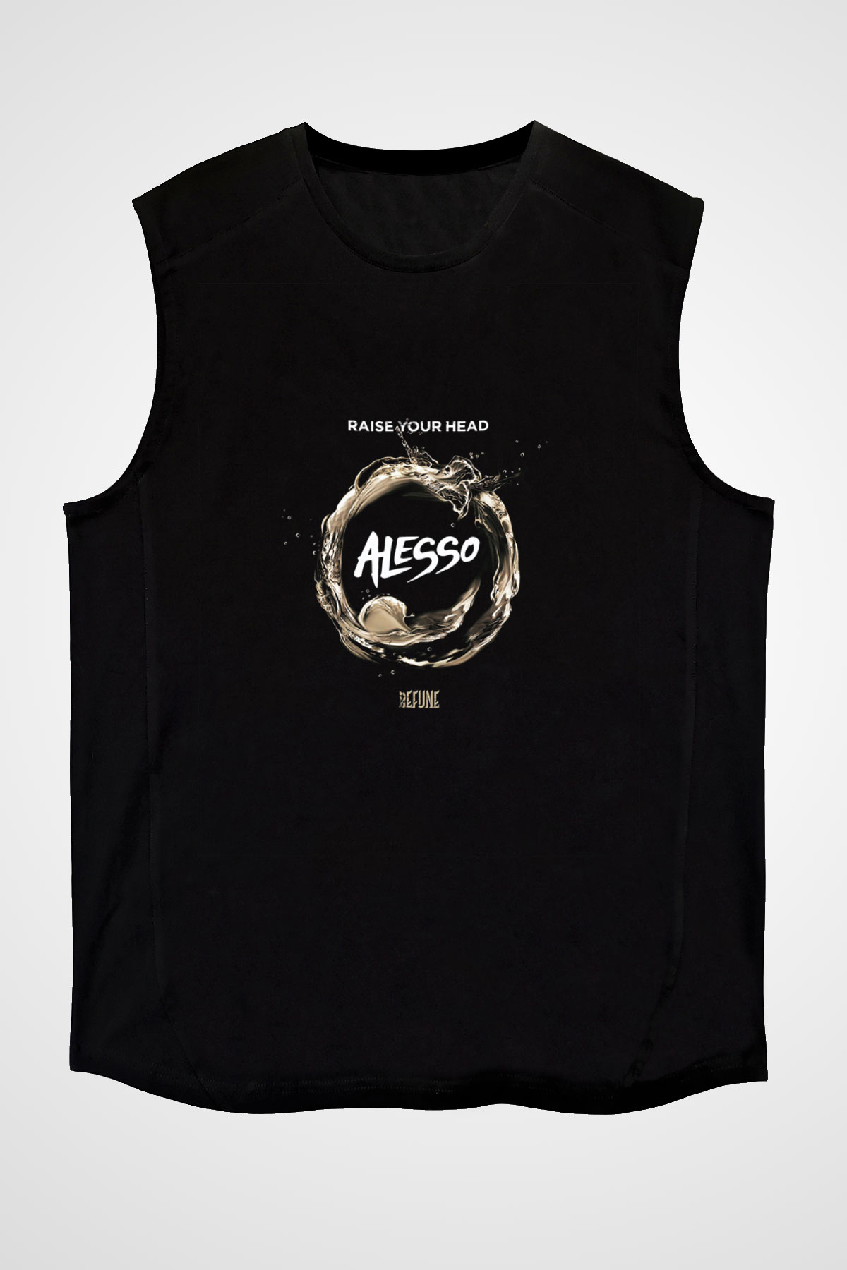 Alesso Baskılı Unisex Siyah Kolsuz Tişört