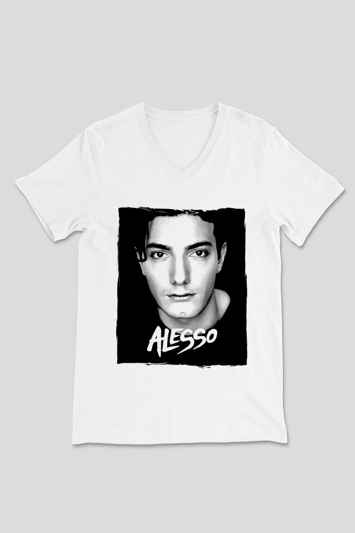 Alesso Beyaz Unisex V Yaka Tişört