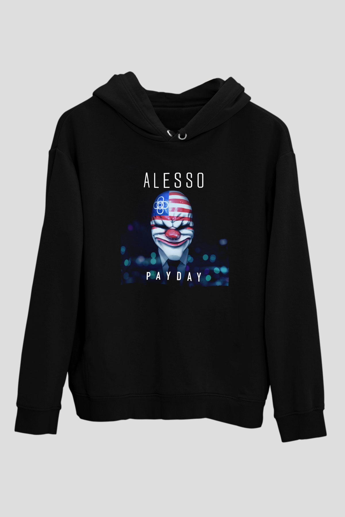 Alesso Siyah Unisex Kapüşonlu Sweatshirt