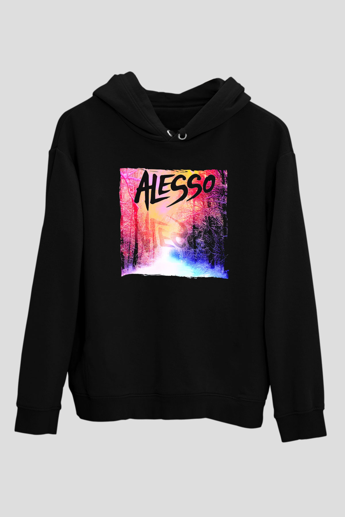 Alesso Siyah Unisex Kapüşonlu Sweatshirt