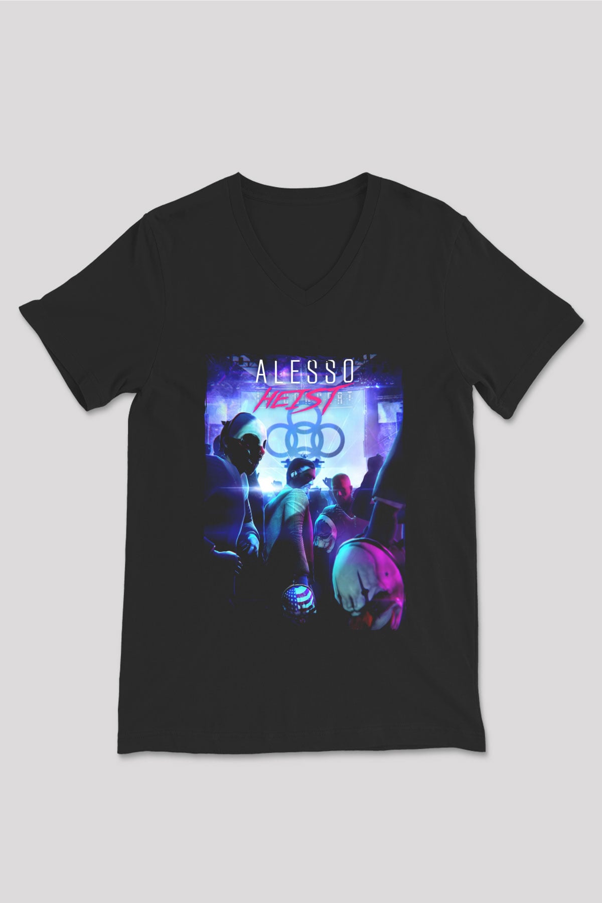 Alesso Siyah Unisex V Yaka Tişört