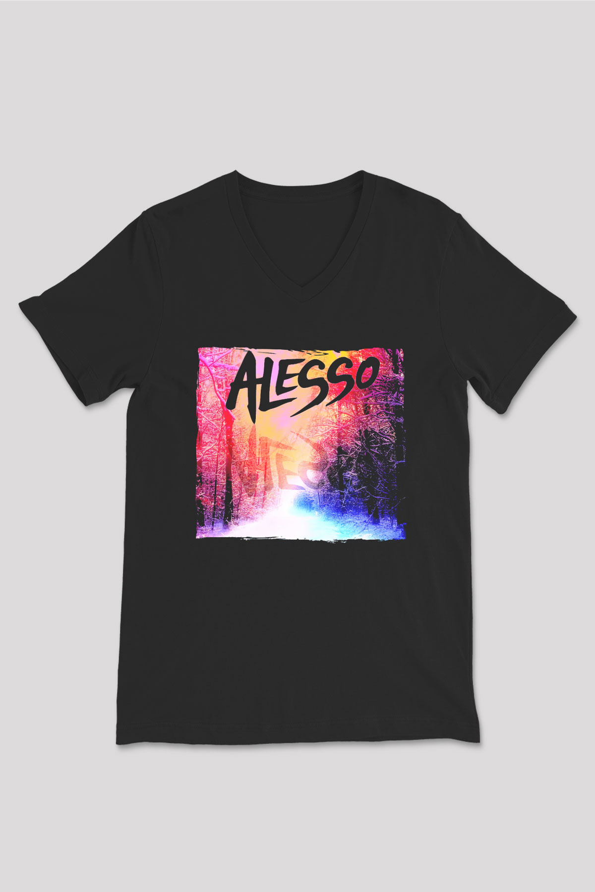 Alesso Siyah Unisex V Yaka Tişört