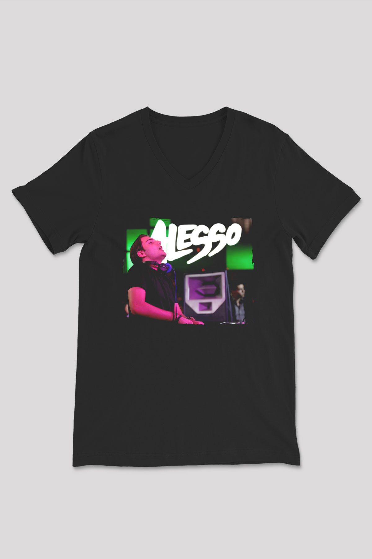 Alesso Siyah Unisex V Yaka Tişört