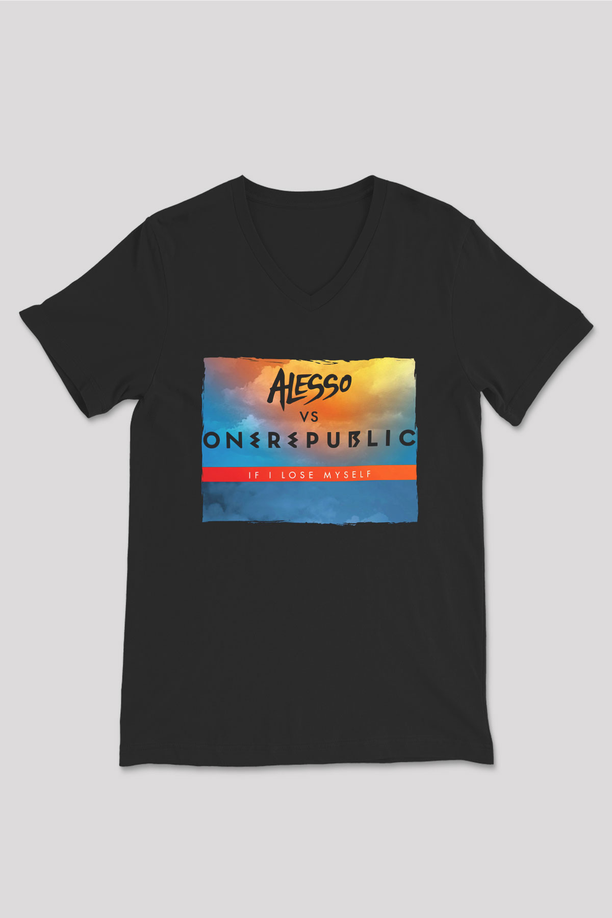 Alesso Siyah Unisex V Yaka Tişört