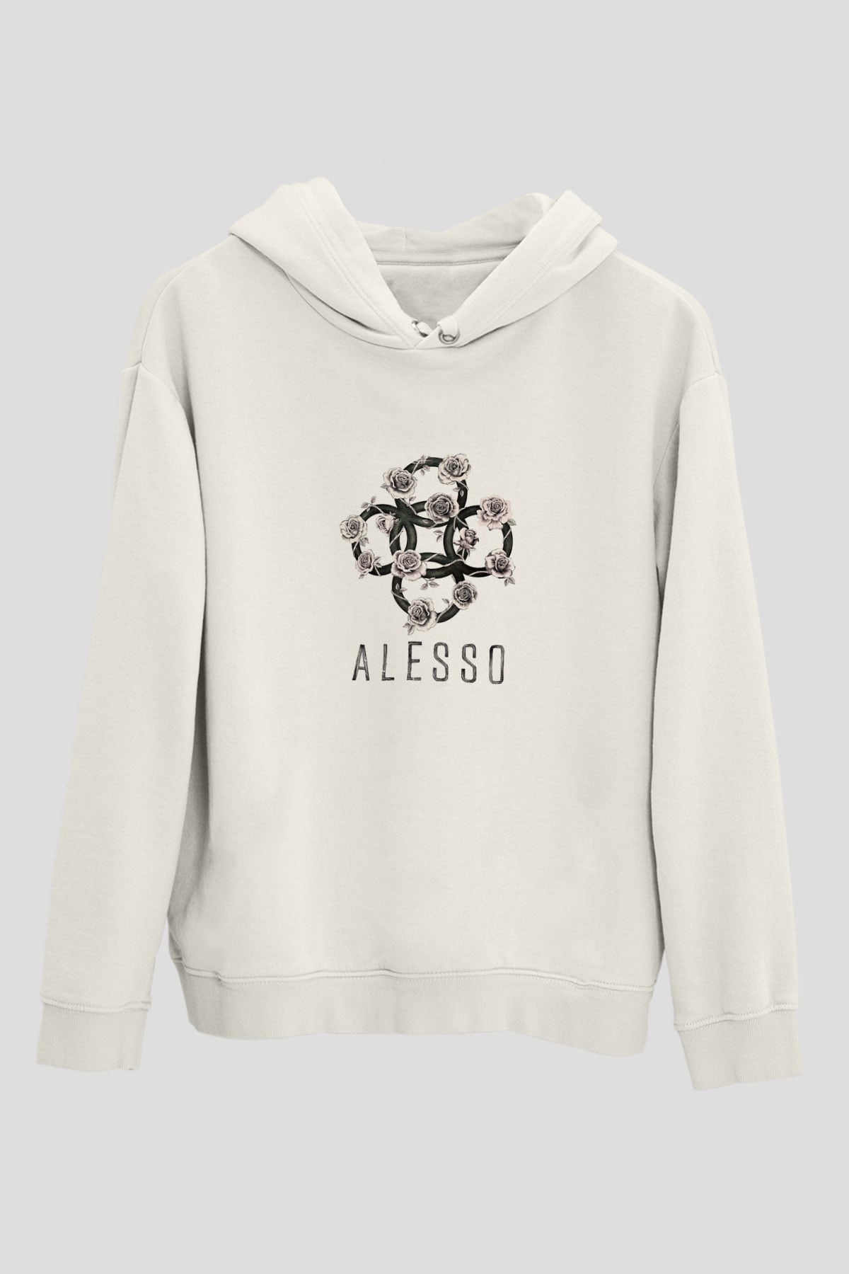 AlessoBaskılı Beyaz Hoodie