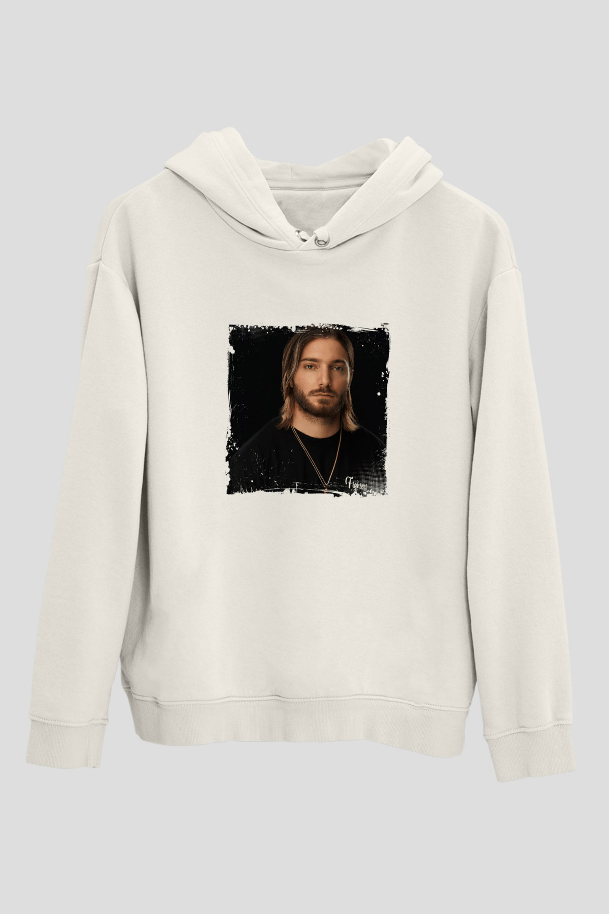 AlessoBaskılı Beyaz Hoodie