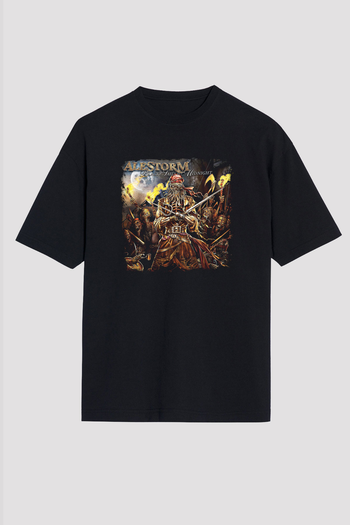 Alestorm Baskılı Unisex Siyah Oversize Tişört