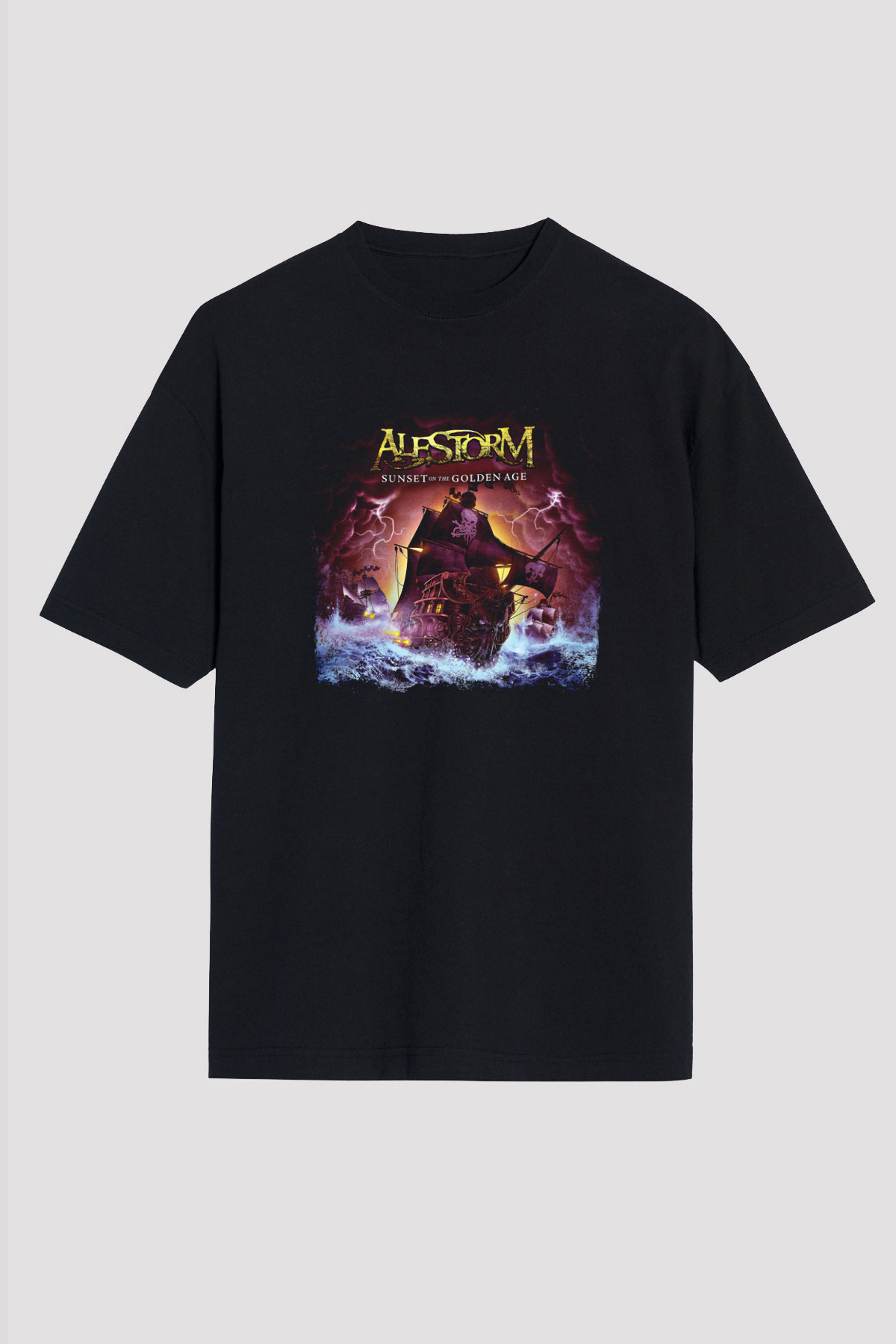 Alestorm Baskılı Unisex Siyah Oversize Tişört
