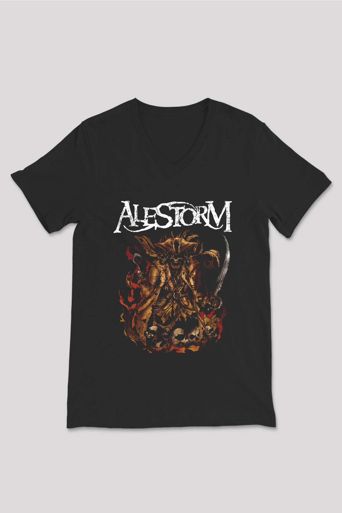 Alestorm Siyah Unisex V Yaka Tişört T-Shirt