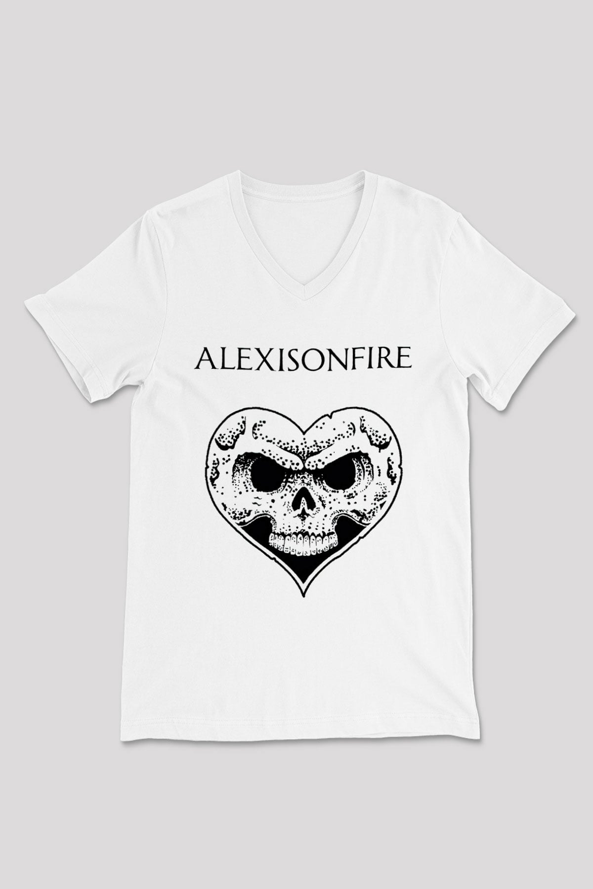 Alexisonfire Beyaz Unisex V Yaka Tişört T-Shirt