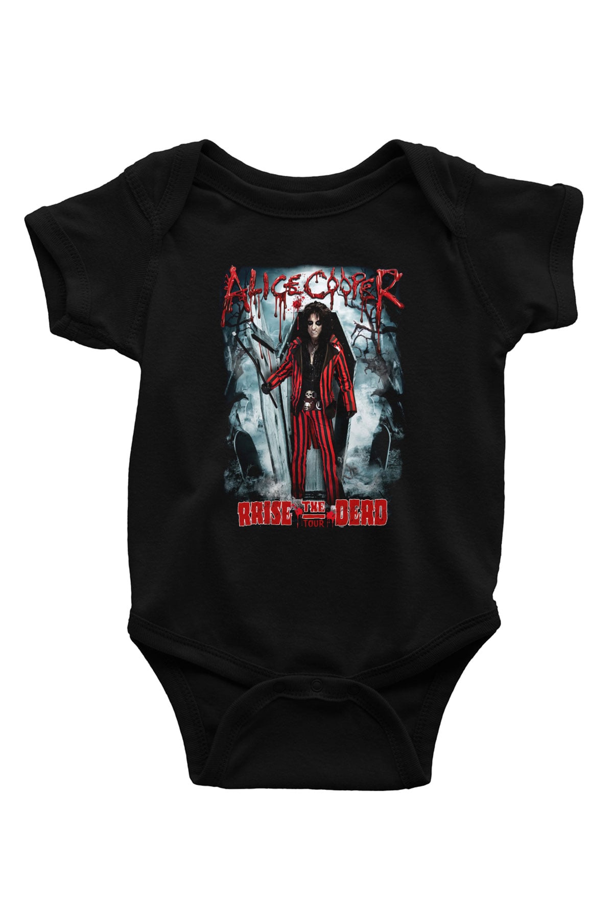 Alice Cooper Baskılı Siyah Bebek Body - Zıbın