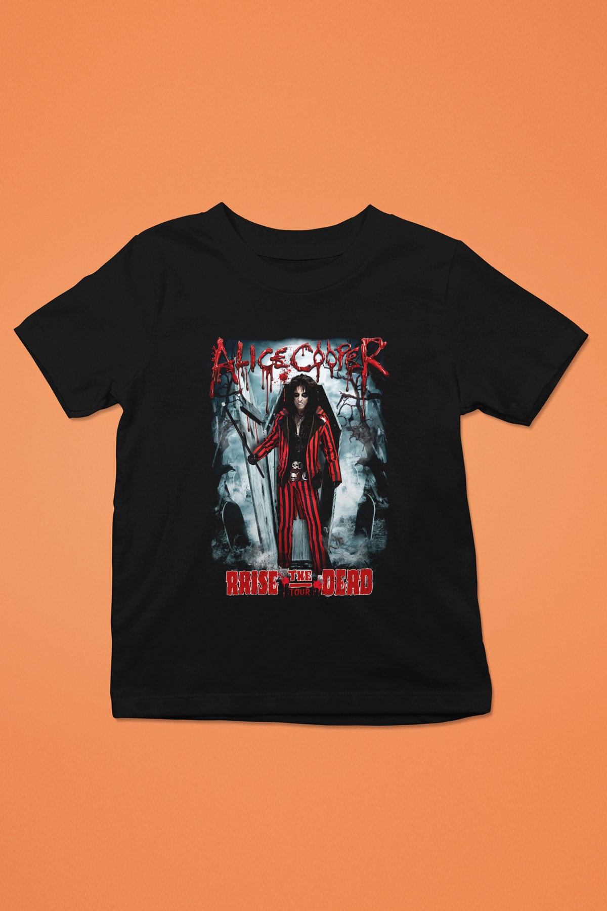Alice Cooper Baskılı Siyah Unisex Çocuk Tişört