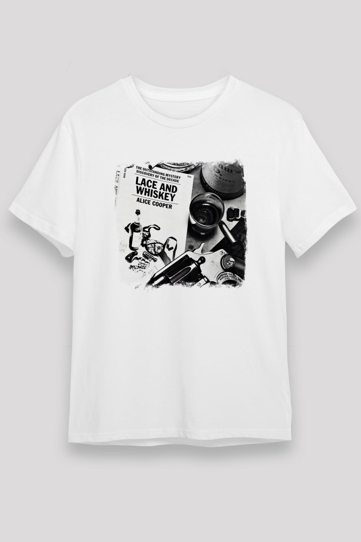 Alice Cooper Baskılı Unisex Beyaz Tişört