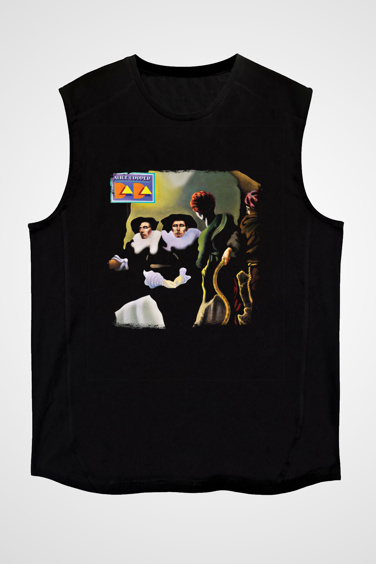 Alice Cooper Baskılı Unisex Siyah Kolsuz Tişört