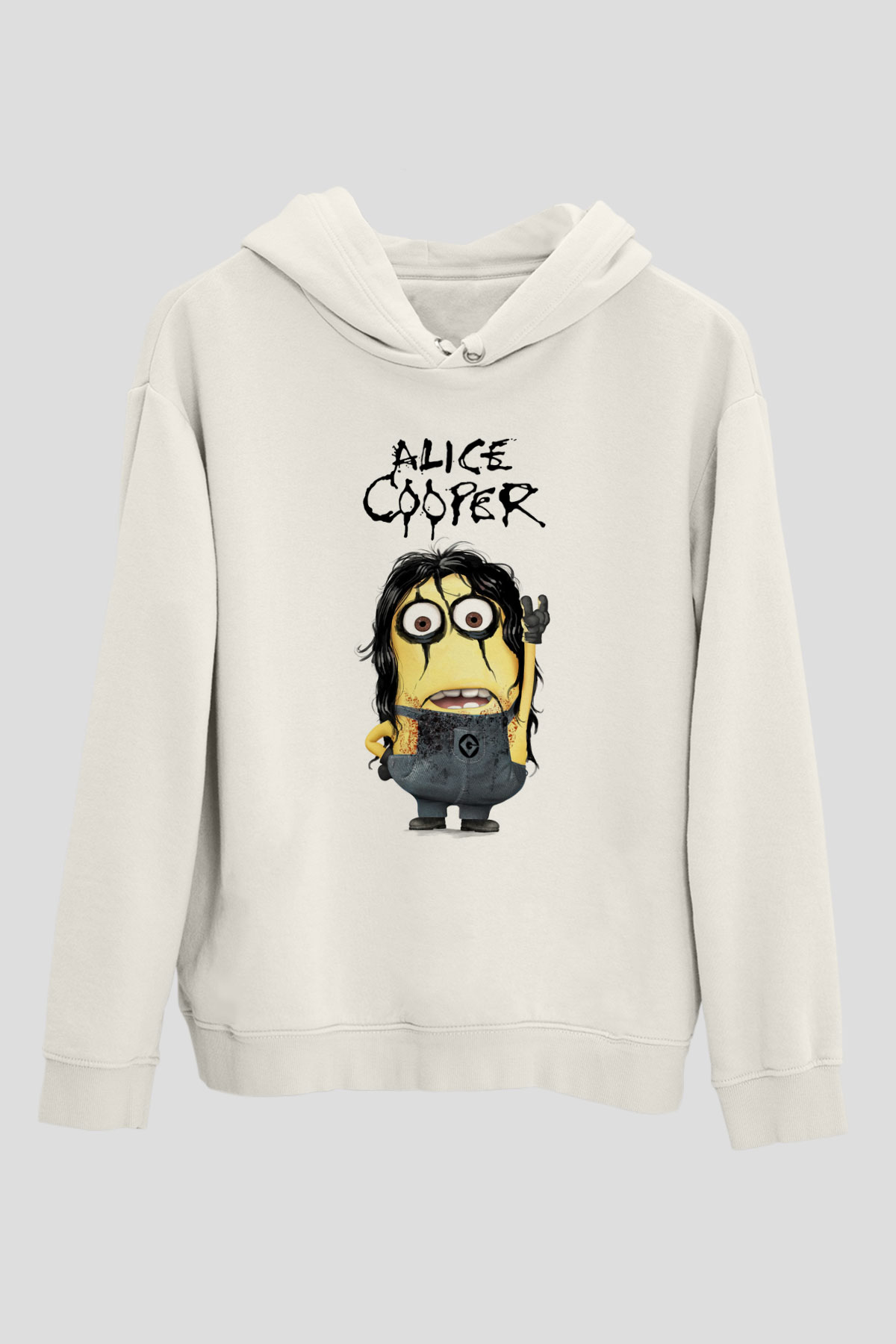 Alice Cooper Beyaz Unisex Kapşonlu Sweatshirt