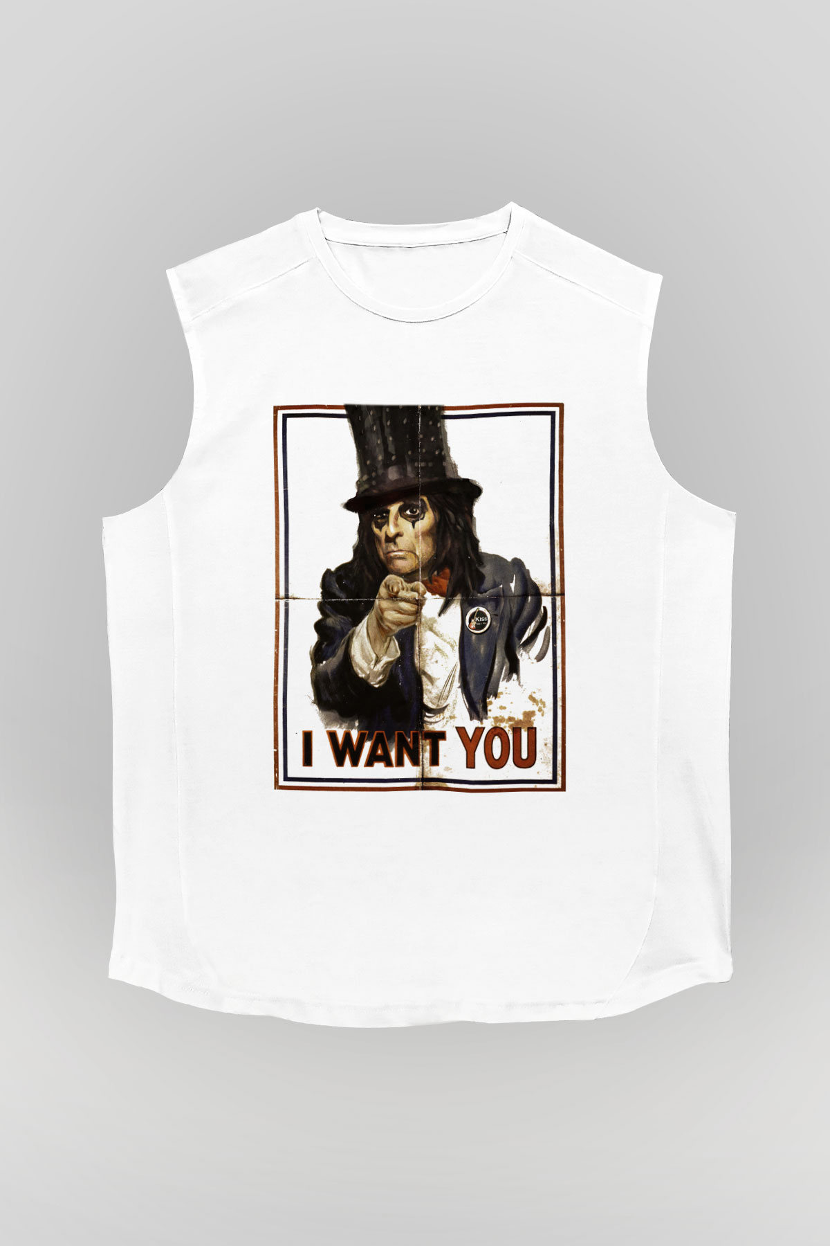 Alice Cooper Beyaz Unisex Kolsuz Tişört