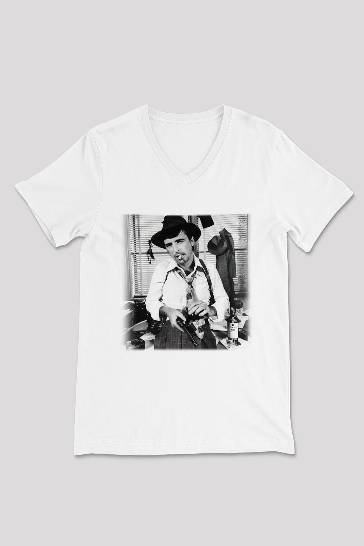 Alice Cooper Beyaz Unisex V Yaka Tişört
