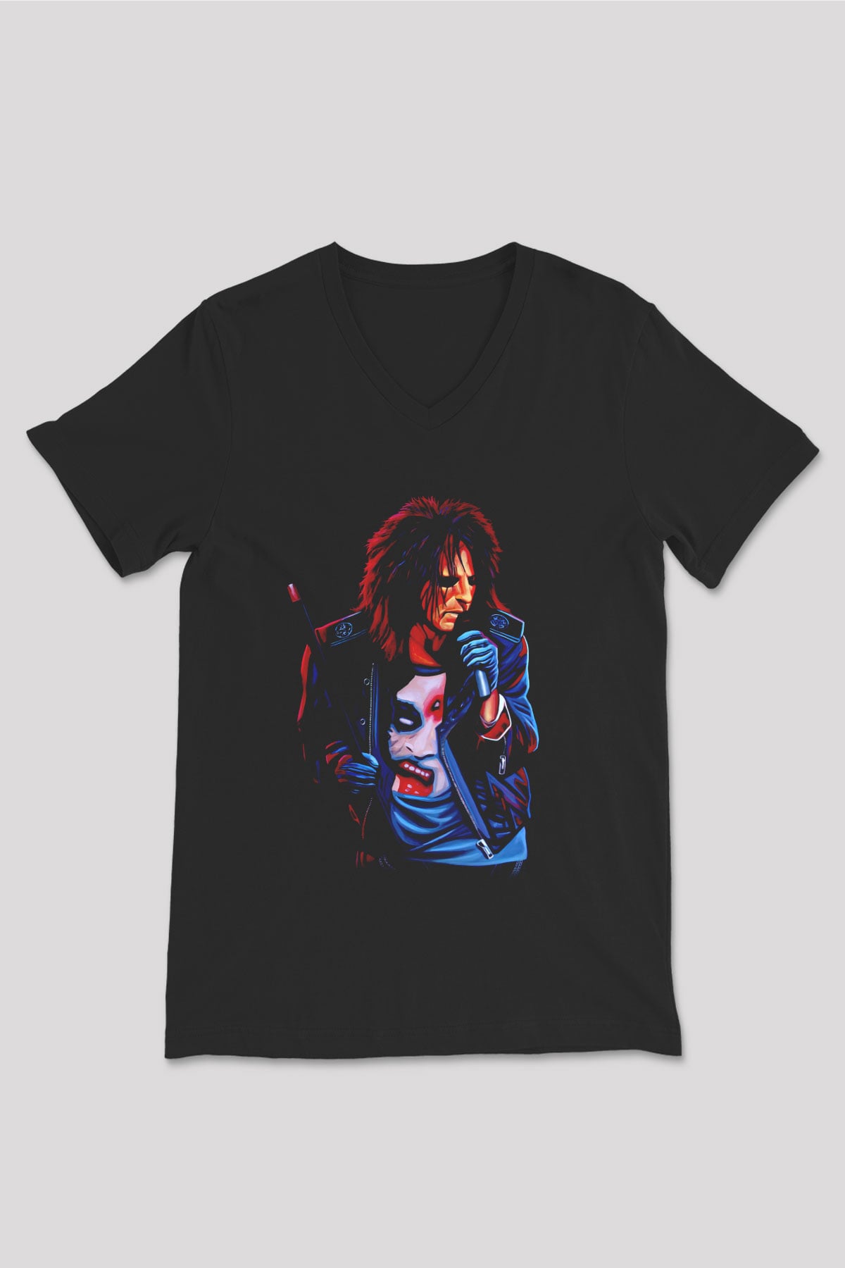 Alice Cooper Siyah Unisex V Yaka Tişört