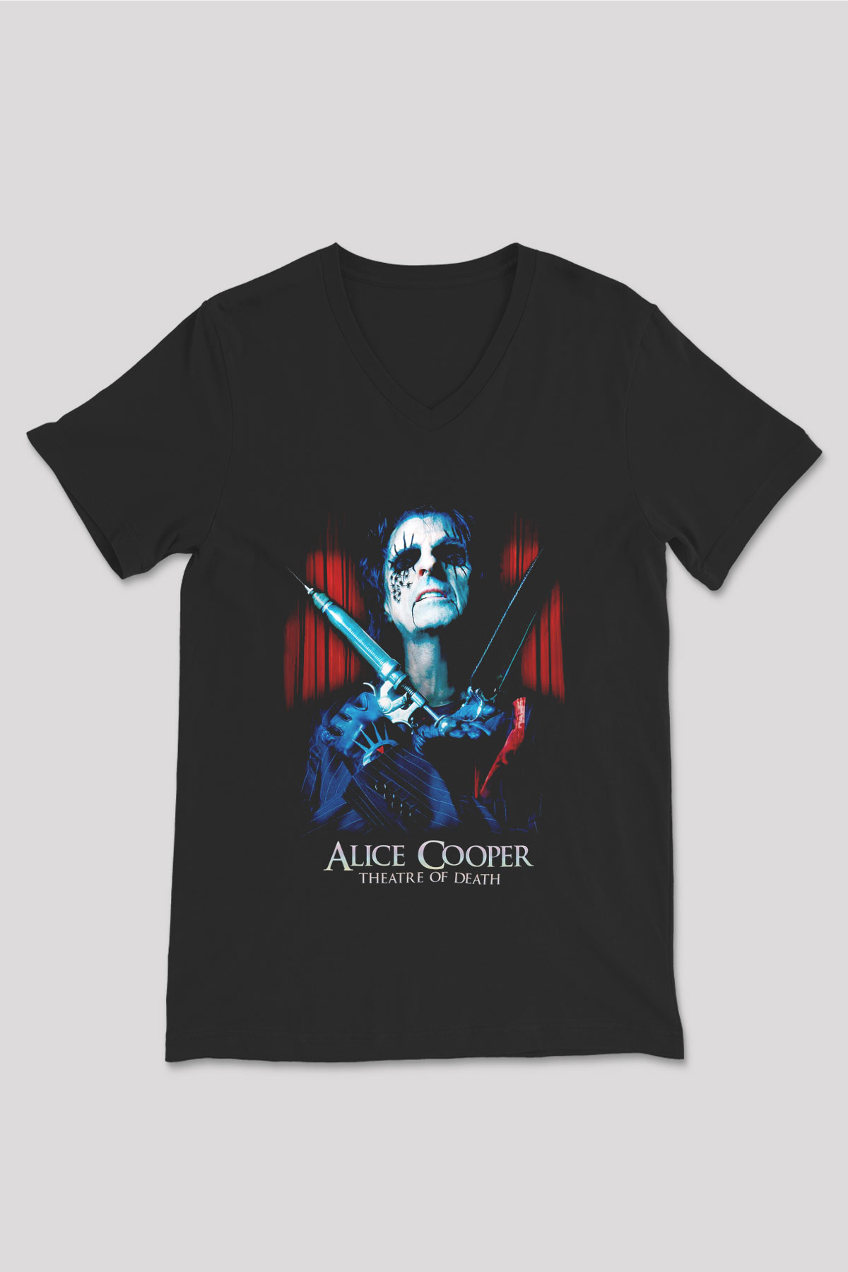 Alice Cooper Siyah Unisex V Yaka Tişört T-Shirt