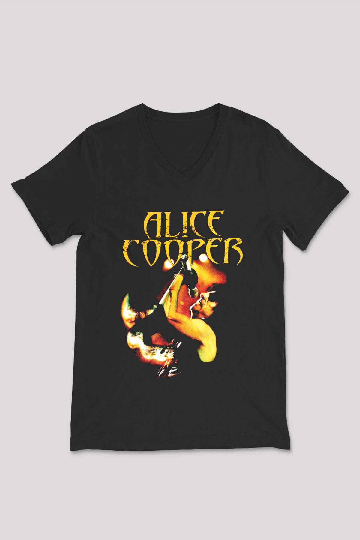 Alice Cooper Siyah Unisex V Yaka Tişört T-Shirt
