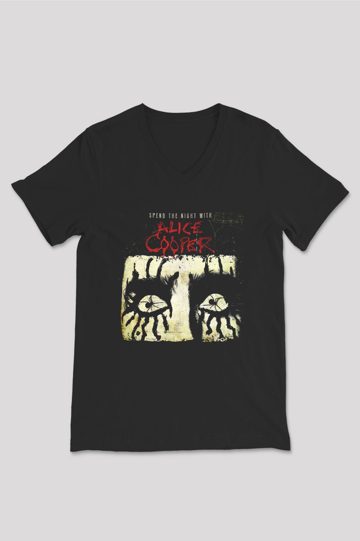 Alice Cooper Siyah Unisex V Yaka Tişört T-Shirt