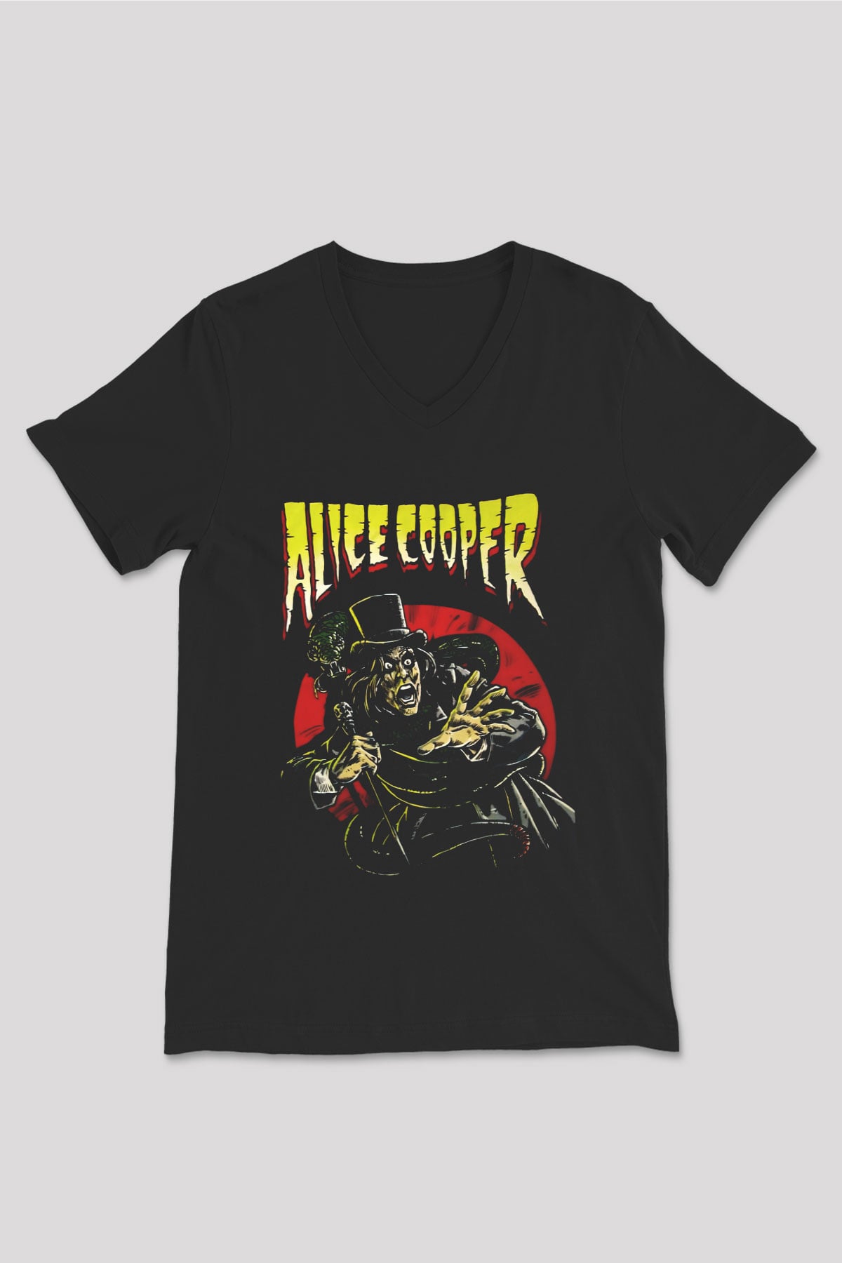 Alice Cooper Siyah Unisex V Yaka Tişört T-Shirt
