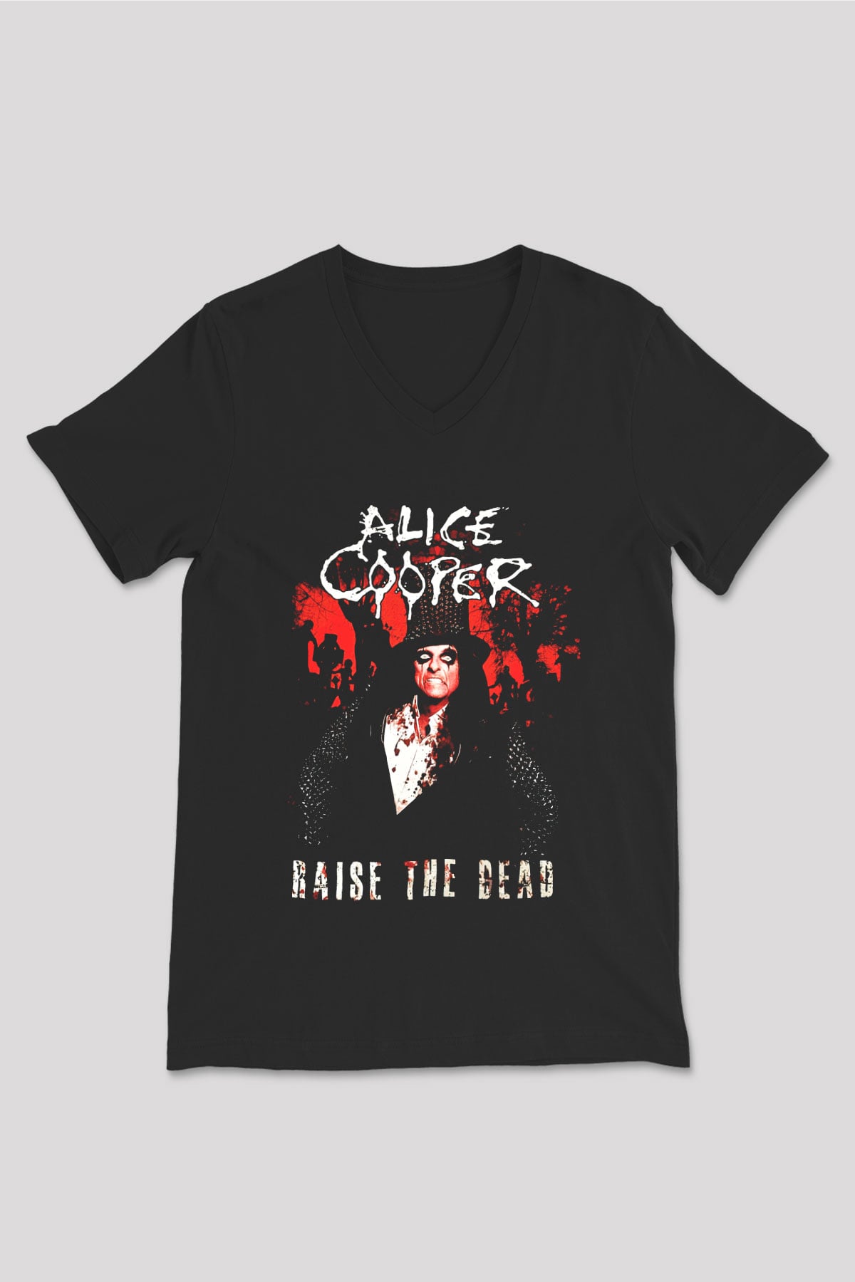Alice Cooper Siyah Unisex V Yaka Tişört T-Shirt