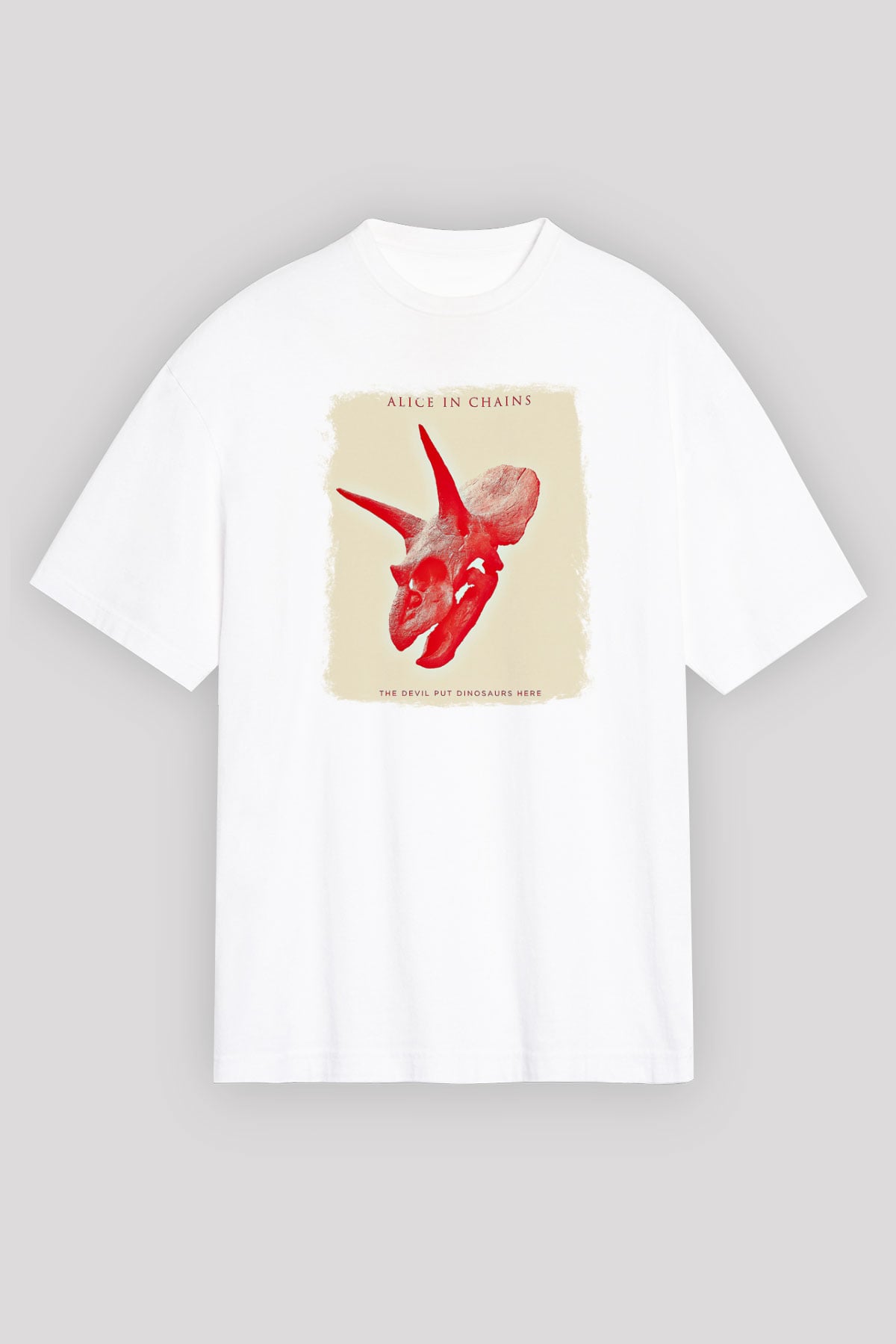 Alice in Chains Baskılı Unisex Beyaz Oversize Tişört